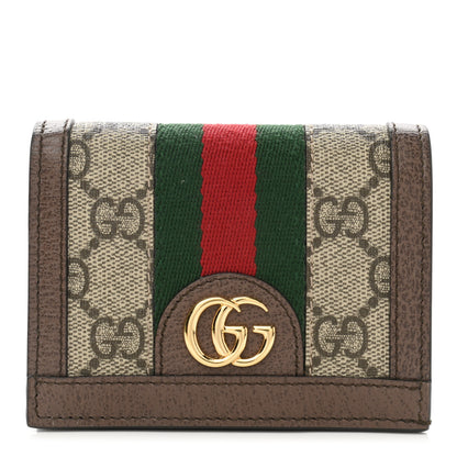 Gucci GG Supreme Monogram Web Ophidia Card Case Beige New Acero 1 of 9