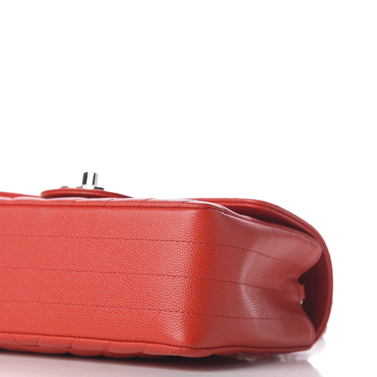 Chanel Caviar Chevron Quilted Mini Rectangular Flap Red 7 of 9