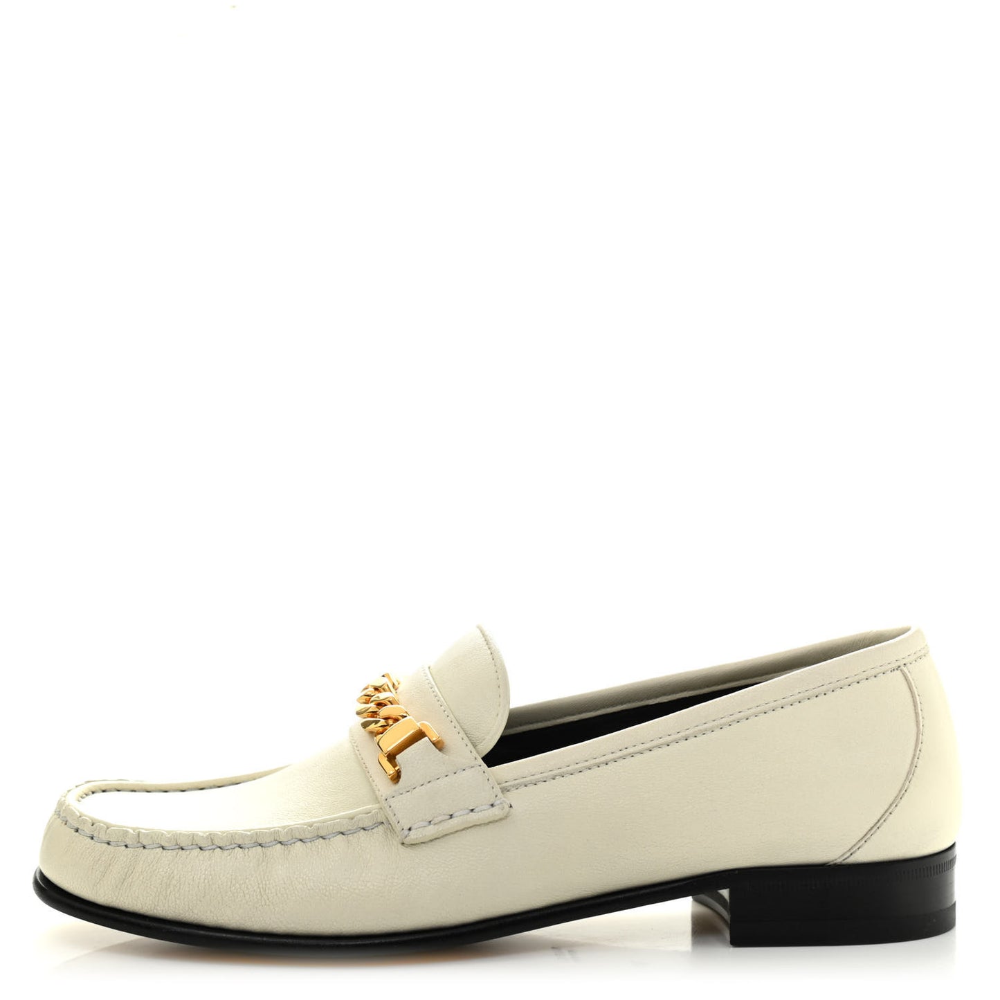 Calfskin Womens Chain Loafers 39 White