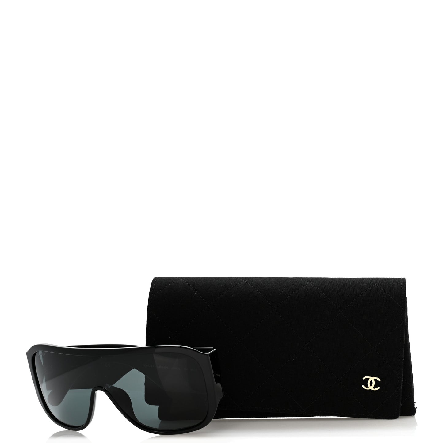 Acetate Crystal CC Shield Sunglasses 5466-B-A Black
