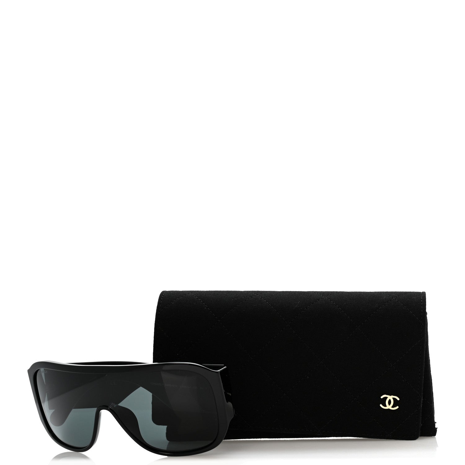 Chanel Acetate Crystal CC Shield Sunglasses 5466-B-A Black 9 of 9