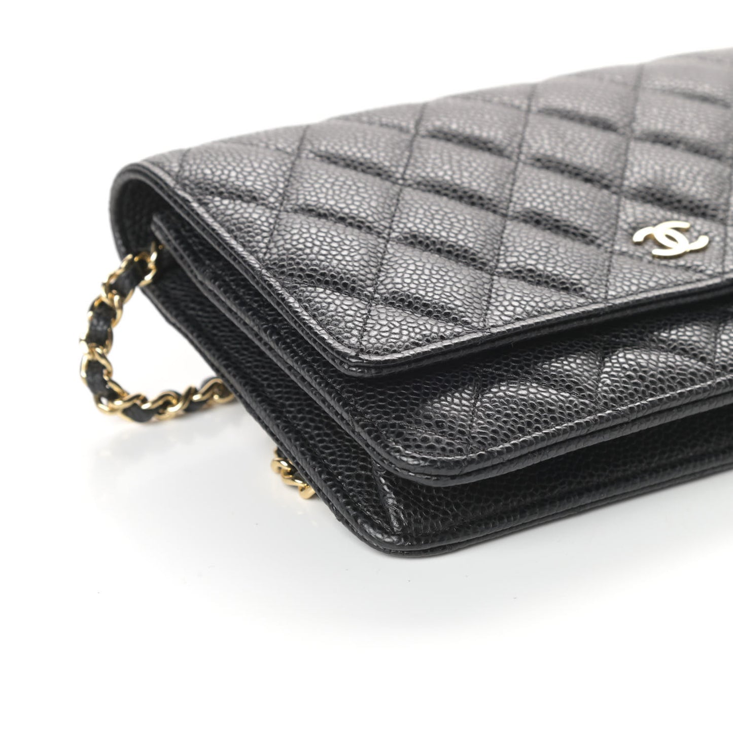 Caviar Quilted Wallet On Chain WOC Black