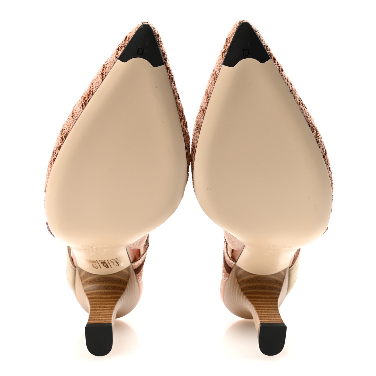 Fendi Mesh Embroidered FF Colibri 85mm Slingback Pumps 39.5 Rose 6 of 9
