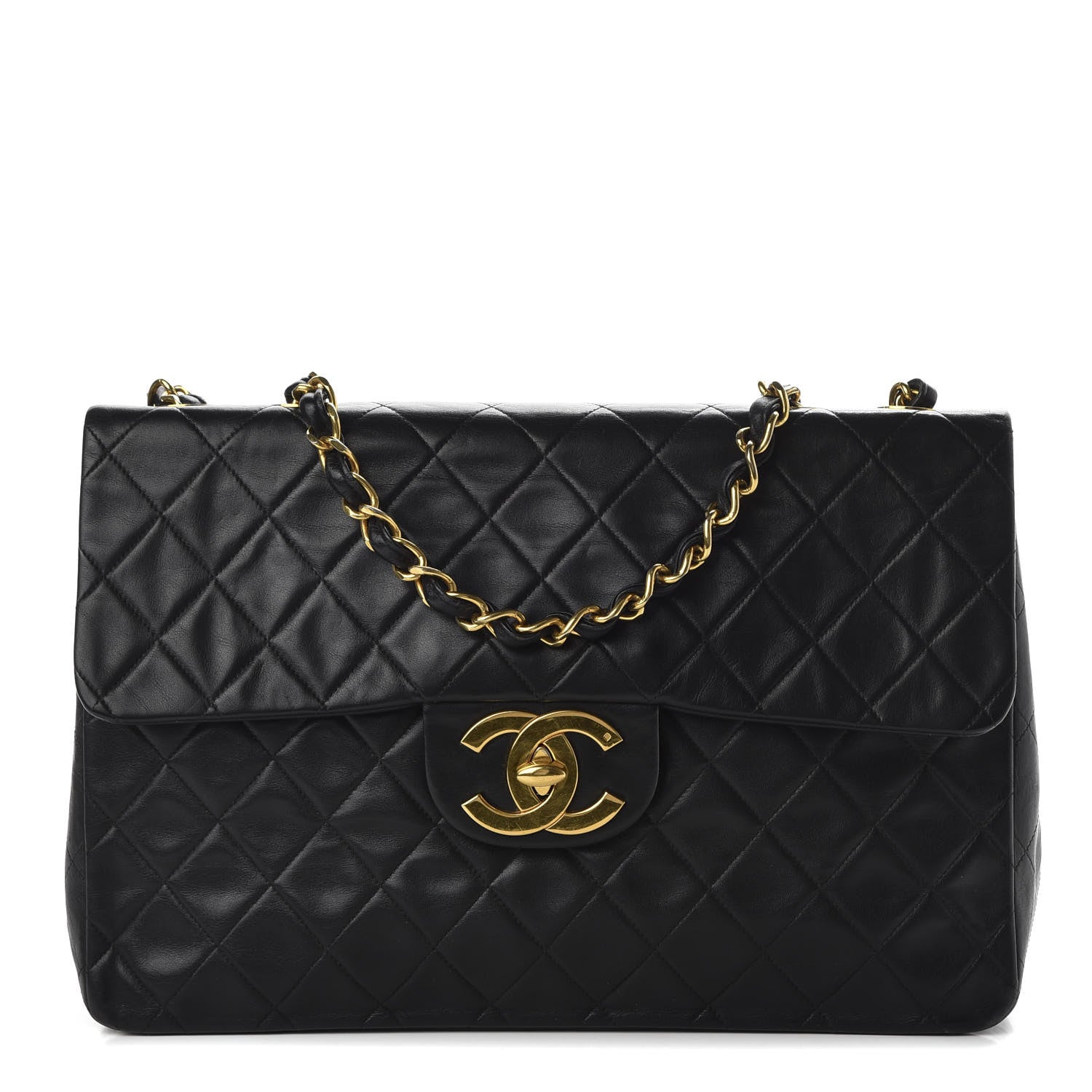 Chanel Lambskin Quilted XL Jumbo Single Flap Black 1 of 10