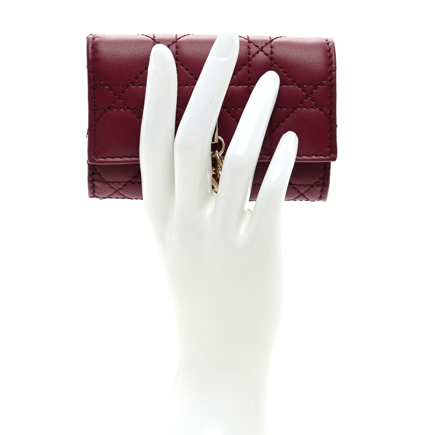 Lambskin Cannage Miss Dior Glycine Wallet Deep Fuchsia