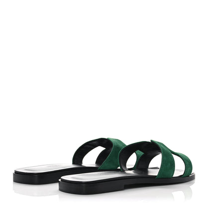 Hermes Suede Goatskin Oran Sandals 39 Vert Electrique 4 of 11