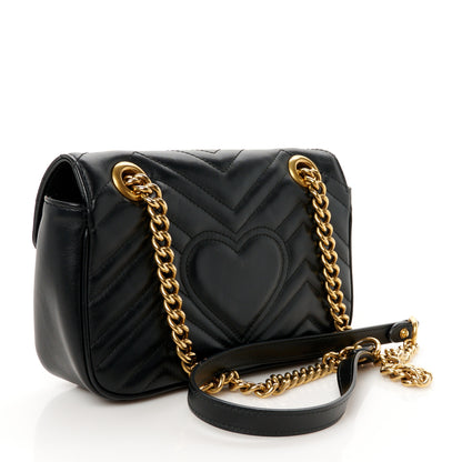 Gucci Calfskin Matelasse Mini GG Marmont Shoulder Bag Black 3 of 12