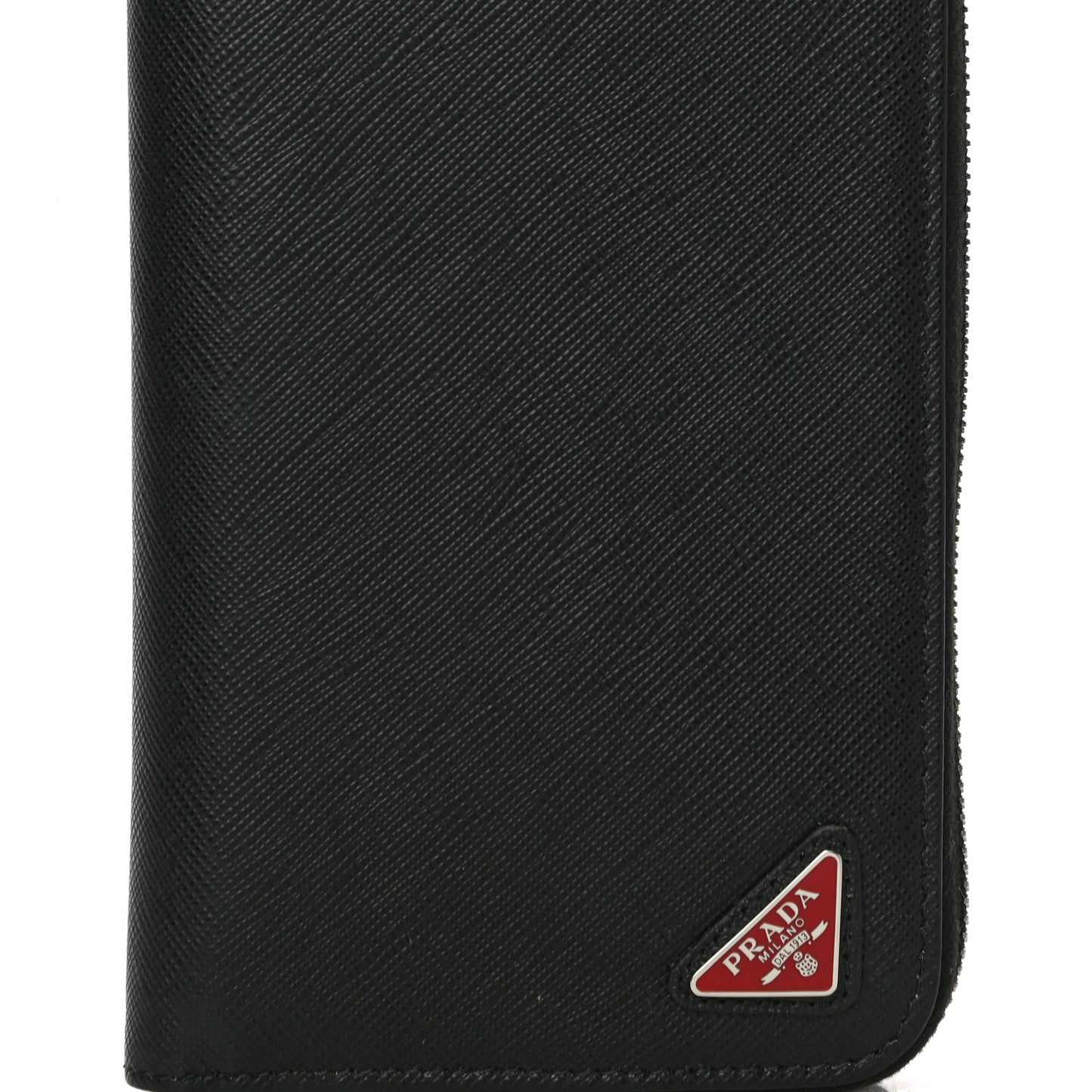 Saffiano Zip Around Portfolio Wallet Black Rosso