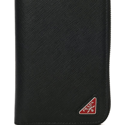 Prada Saffiano Zip Around Portfolio Wallet Black Rosso 7 of 10