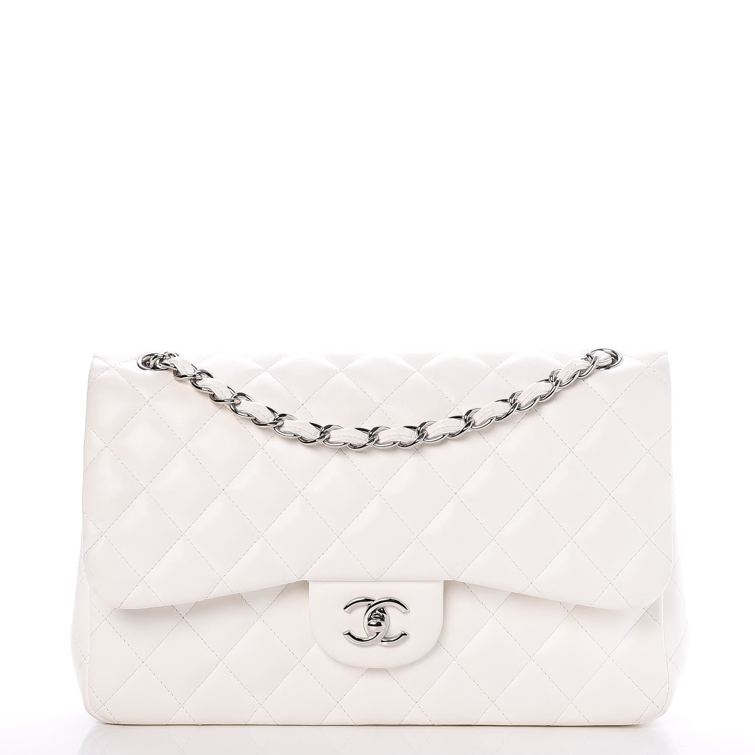 Chanel Lambskin Quilted Jumbo Double Flap White 1 of 10