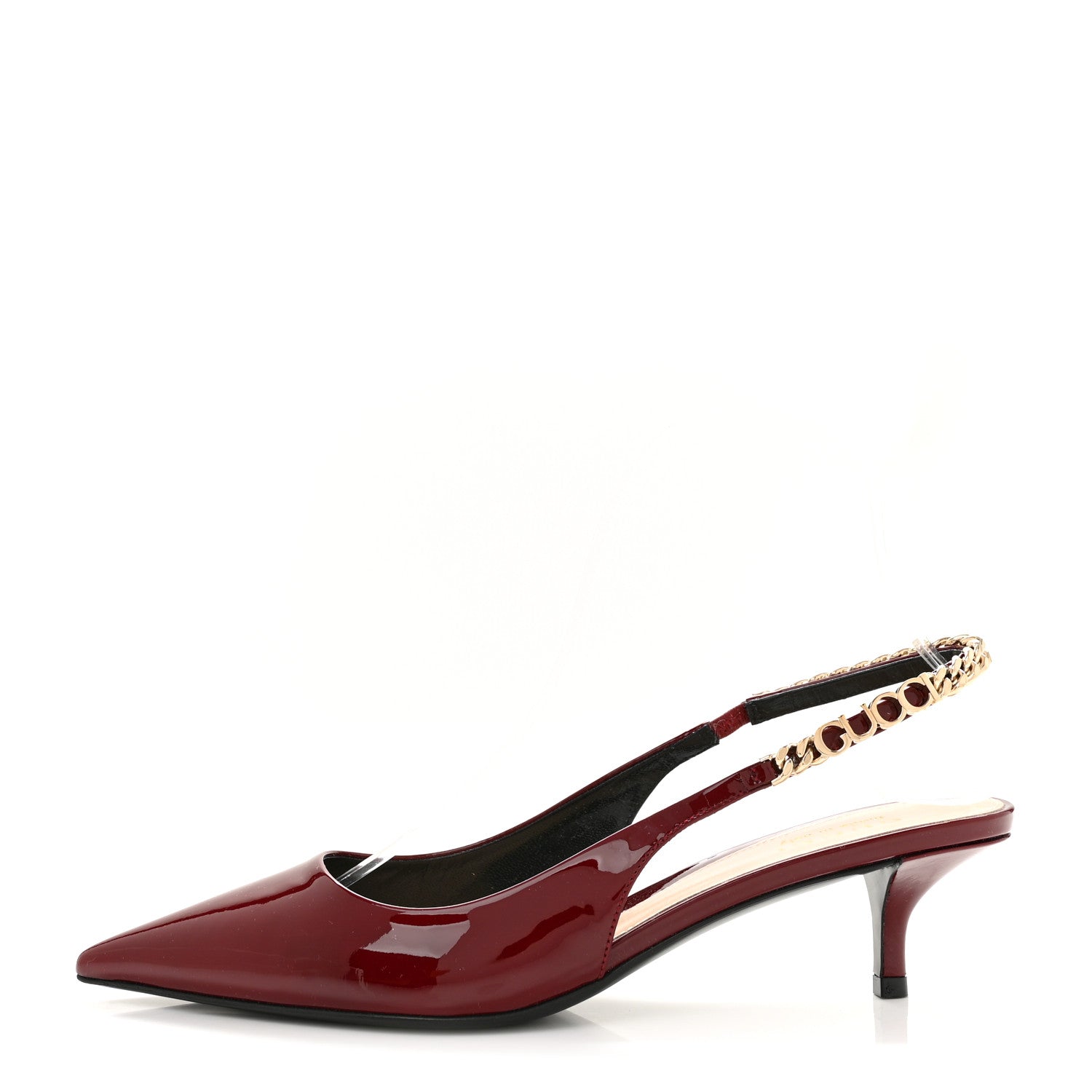 Gucci Vernice Crystal Nappa Charlotte Signoria 45mm Slingback Pumps 37 Rosso Ancora 1 of 10