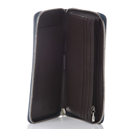 MCM Heritage Visetos Large Zip Around Wallet Blue 5 of 12