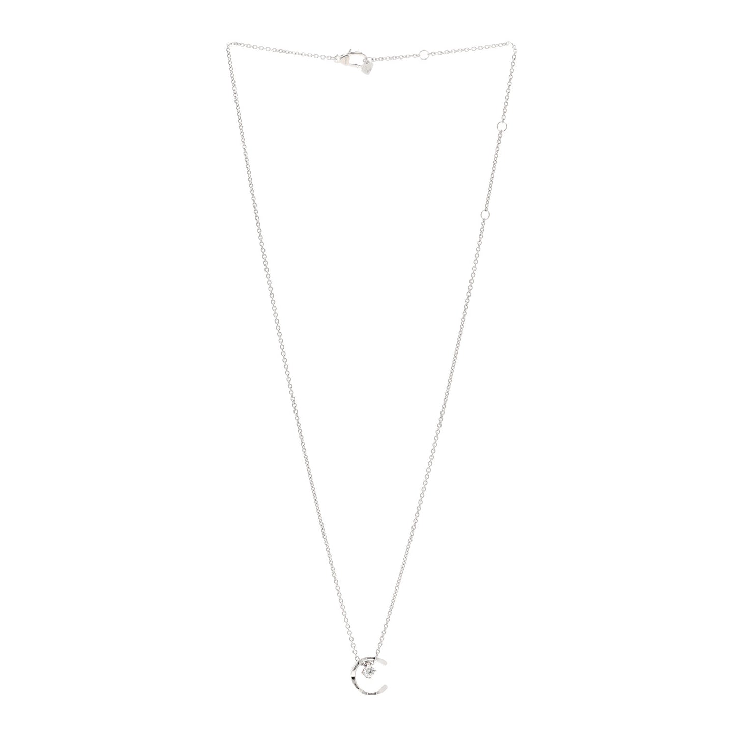 18K White Gold Diamond Coco Crush C Necklace