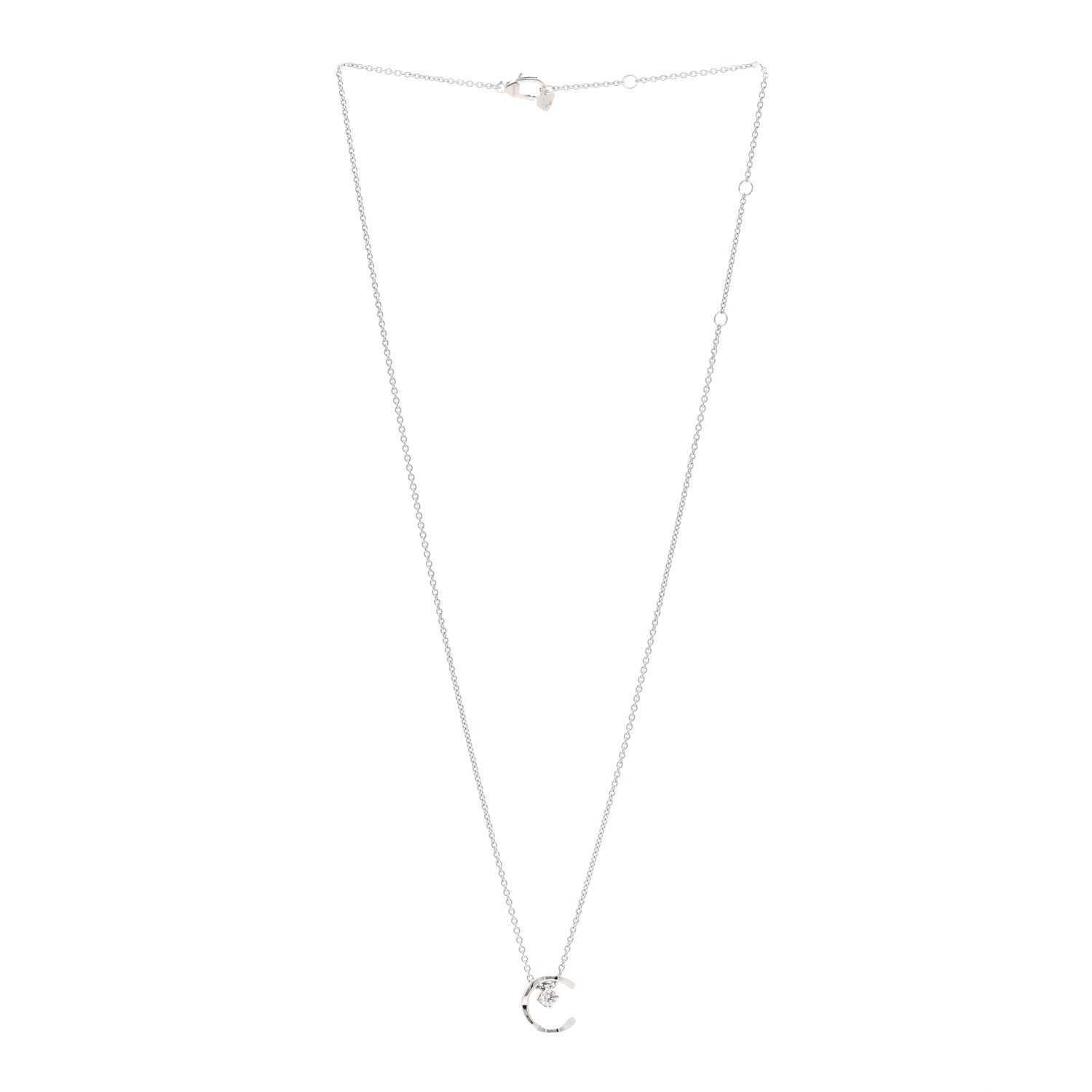 Chanel 18K White Gold Diamond Coco Crush C Necklace 3 of 5