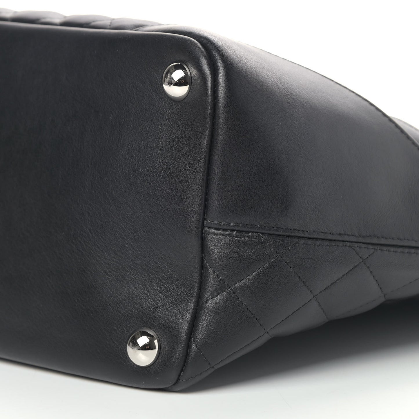 Calfskin Quilted Large Cambon Tote Black