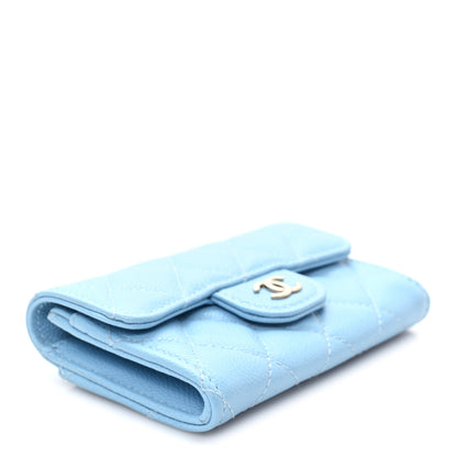 Chanel Caviar Quilted Flap Card Holder Wallet Light Blue 4 of 8