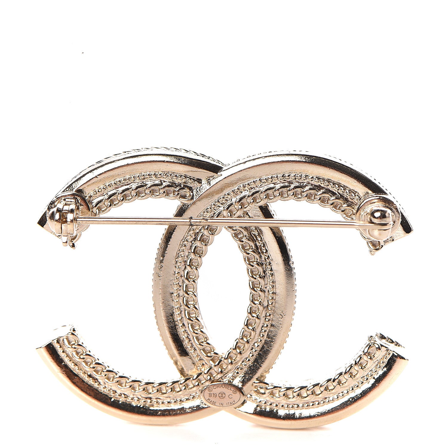 Chanel Pearl Crystal CC Brooch Gold 3 of 5