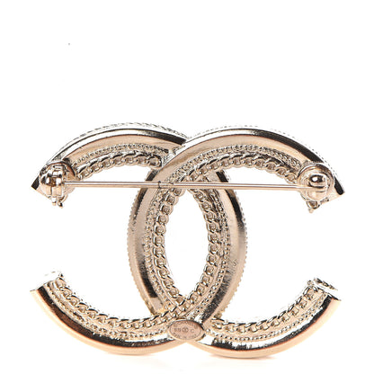 Chanel Pearl Crystal CC Brooch Gold 3 of 5
