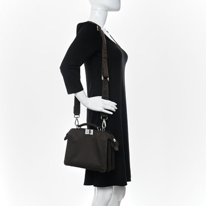 Fendi Nylon Vitello Cover Logo Embossed Mini Peekaboo I SEE U Satchel Ebano Sunflower 2 of 10