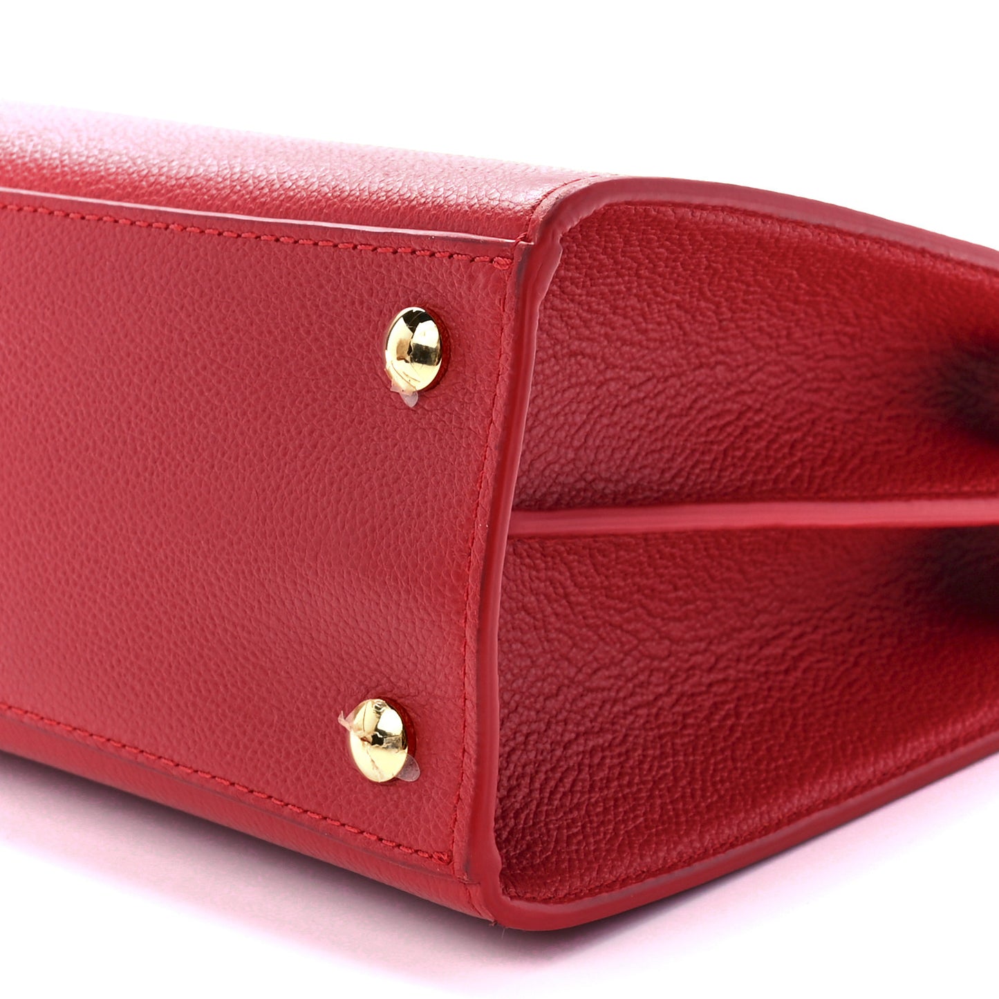 Grainy Calfskin Small Two Handle Title Bag Red