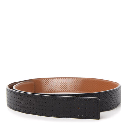 Hermes Epsom Perforated 32mm Belt Strap 75 Black Gold 1 of 6