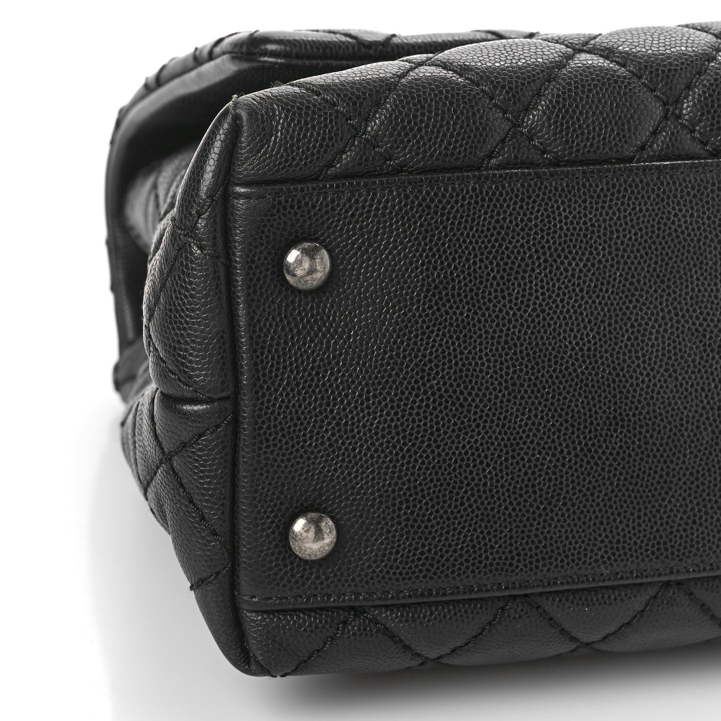 Caviar Quilted Small Coco Handle Flap Black