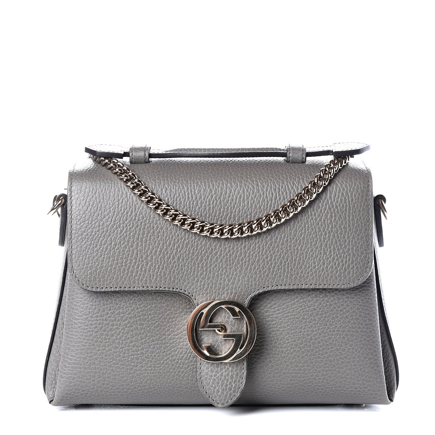 Dollar Calfskin Interlocking G Top Handle Shoulder Bag Loess