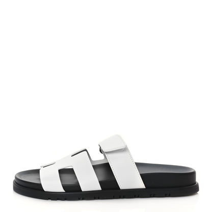 Hermes Calfskin Womens Chypre Sandals 37.5 White 1 of 9