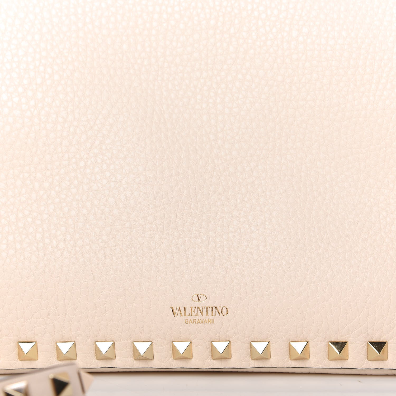 Valentino Garavani Grained Calfskin Large Rockstud Top Handle Flap Shoulder Bag Light Ivory 9 of 11