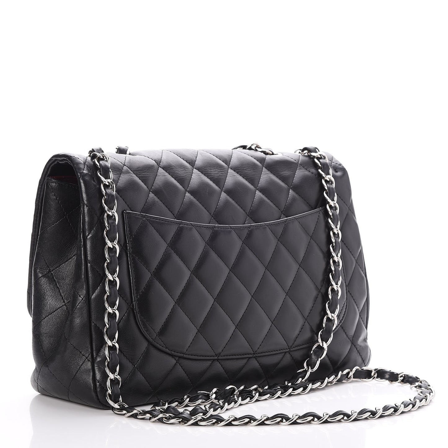 Lambskin Quilted Jumbo Single Flap Black