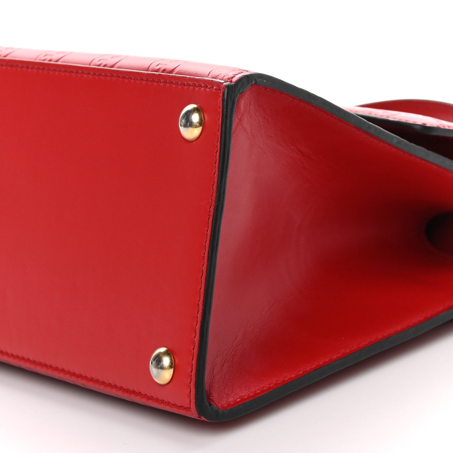 Guccissima Signature Small Padlock Top Handle Bag Hibiscus Red