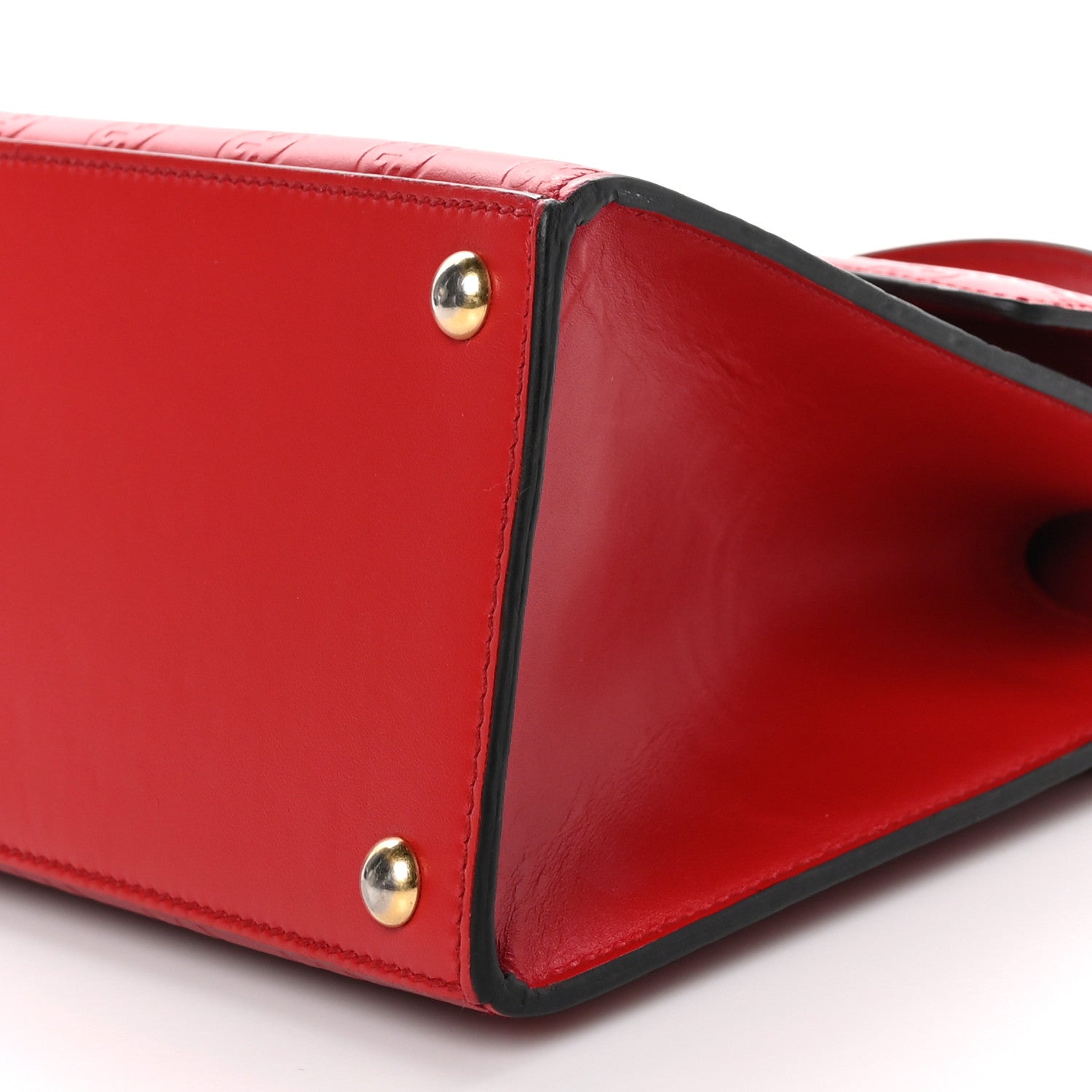 Gucci Guccissima Signature Small Padlock Top Handle Bag Hibiscus Red 10 of 11