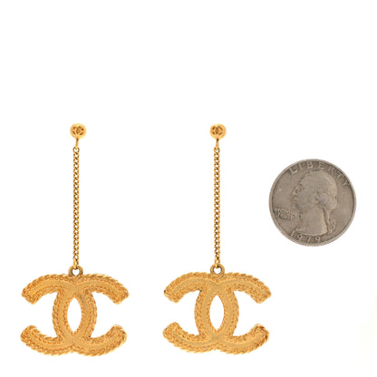 Chanel CC Drop Earrings Matte Gold 2 of 5
