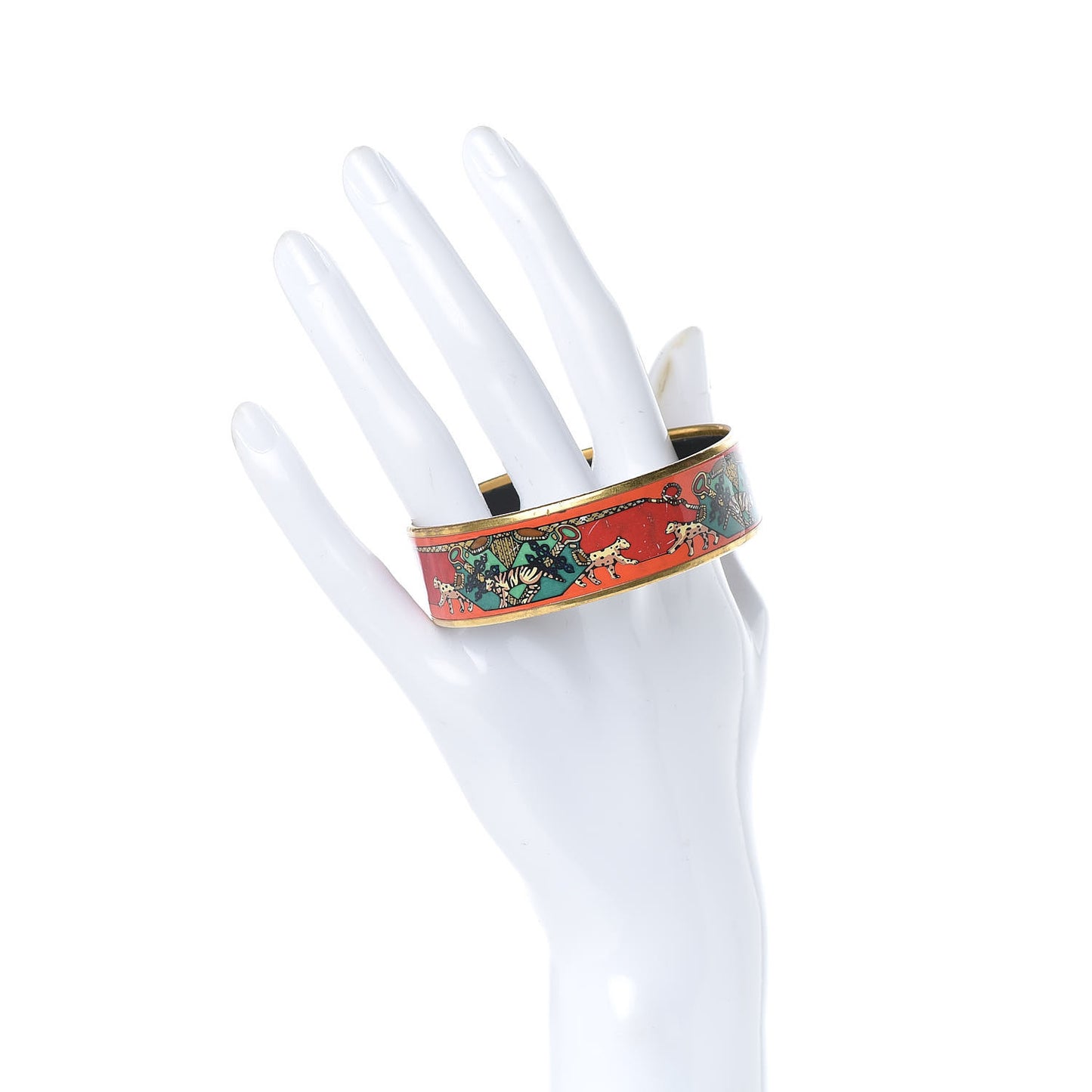 Enamel Printed Wide Snow Leopards Bracelet 65