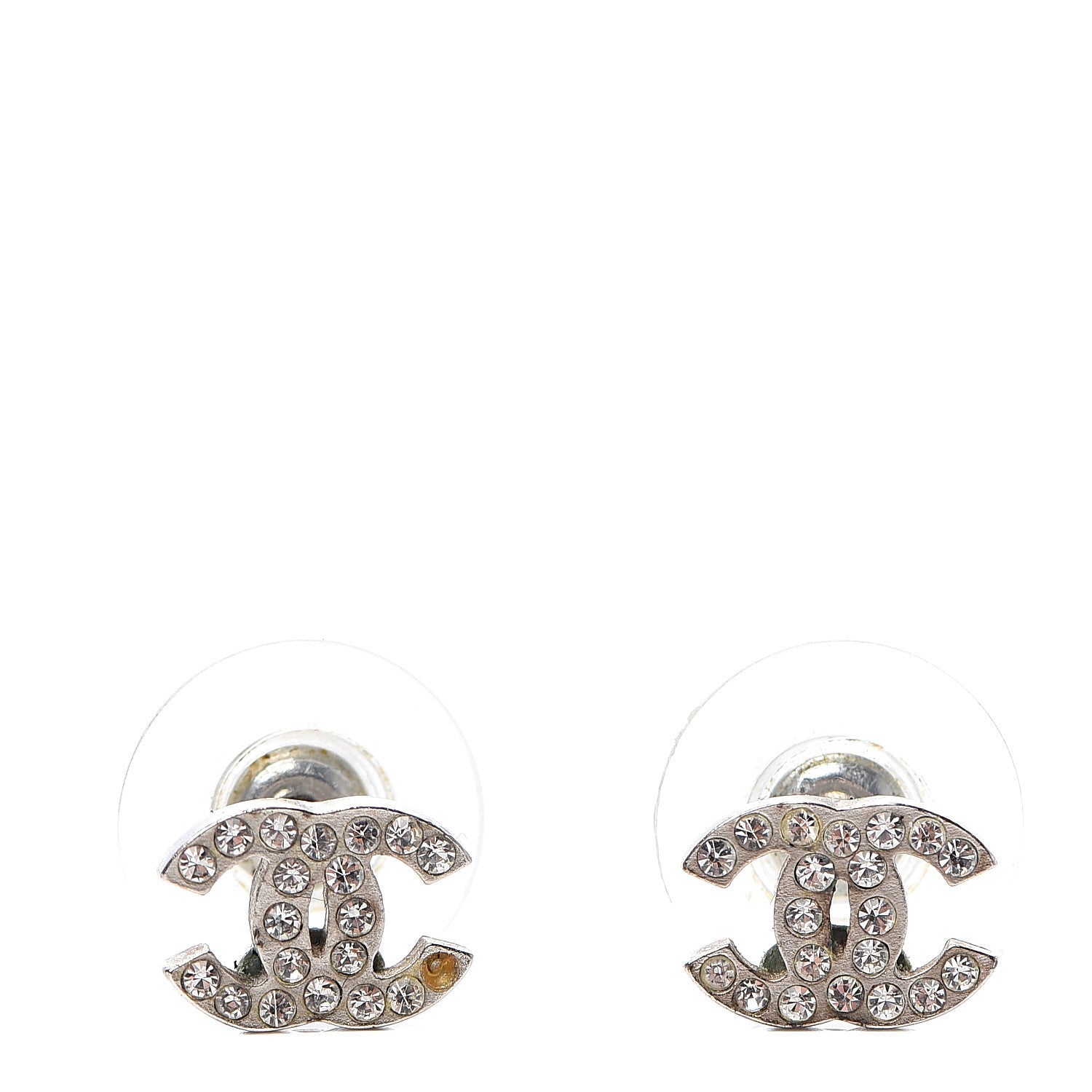 Chanel Crystal Mini Timeless CC Earrings Silver 1 of 6