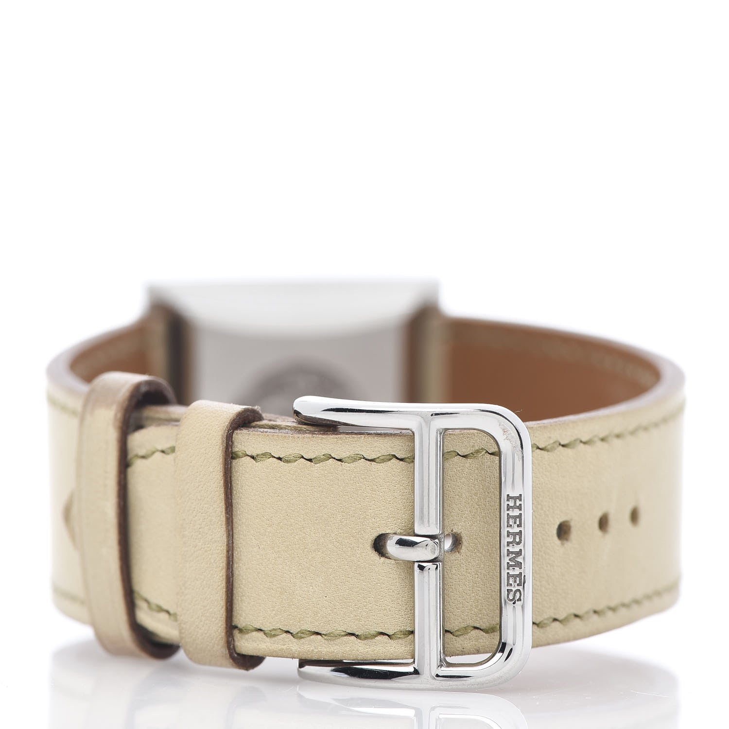 Hermes Stainless Steel Leather 26mm Glissade Quartz Watch Beige 5 of 6
