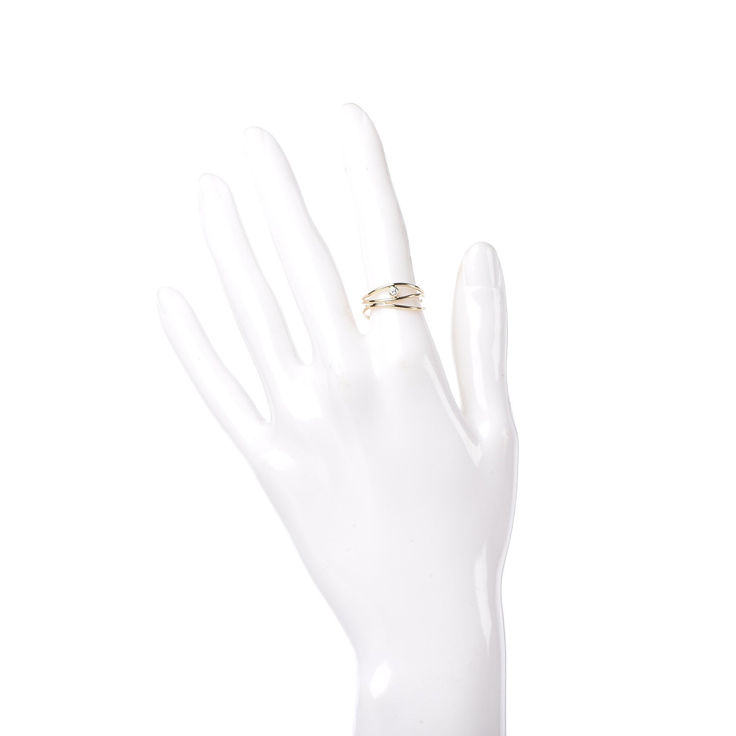 18K Yellow Gold Diamond Elsa Peretti 3 Row Wave Ring 50 5.5