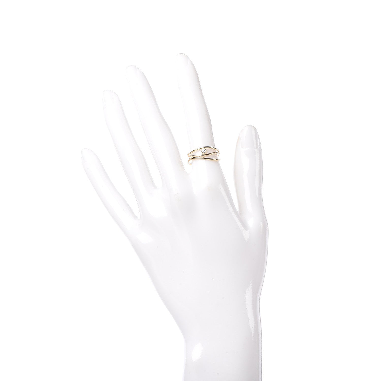 Tiffany 18K Yellow Gold Diamond Elsa Peretti 3 Row Wave Ring 50 5.5 2 of 5