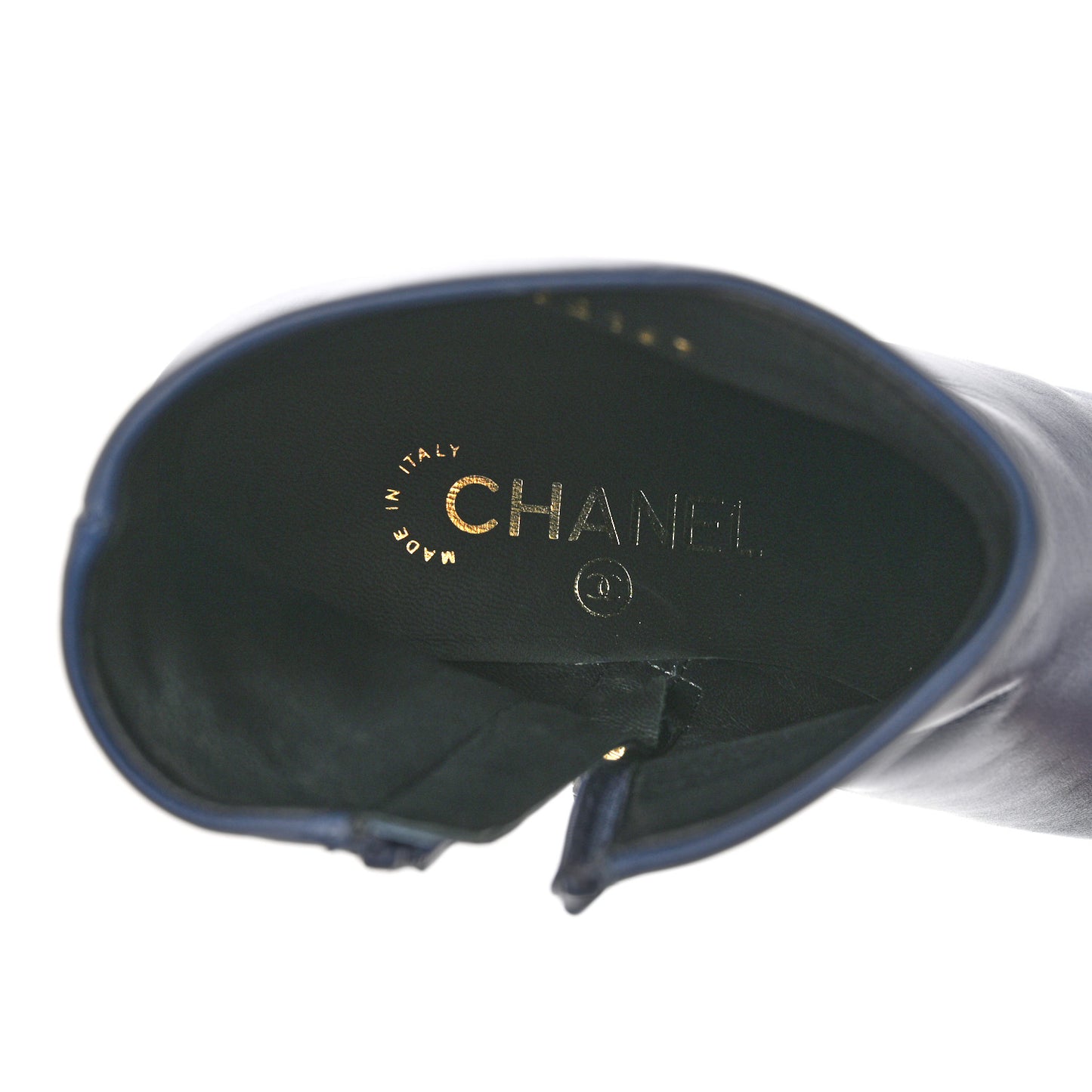 Crumpled Patent Calfskin Cap Toe Short Boots 36.5 Blue Back