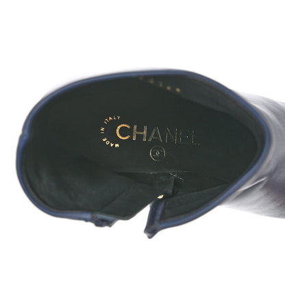 Chanel Crumpled Patent Calfskin Cap Toe Short Boots 36.5 Blue Back 7 of 8