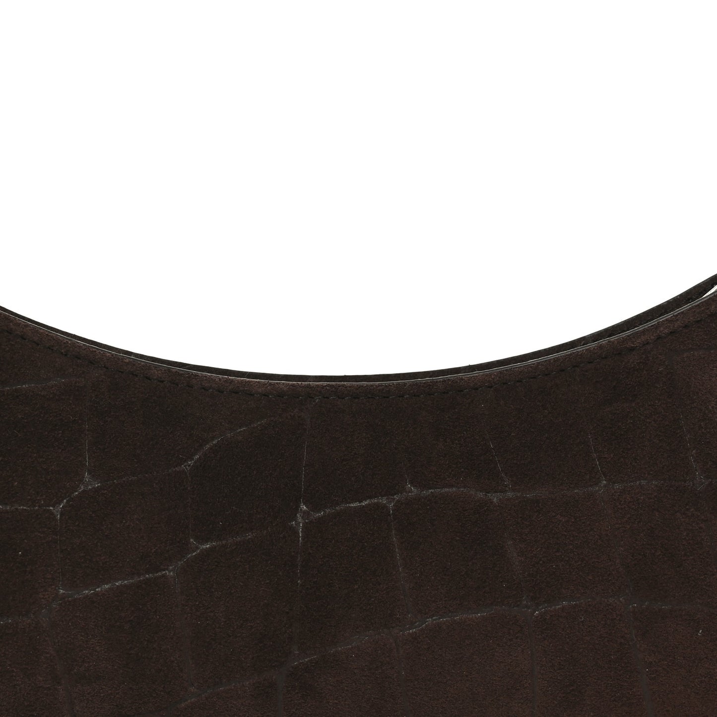 Suede Crocodile Embossed Le Bisou Dark Brown