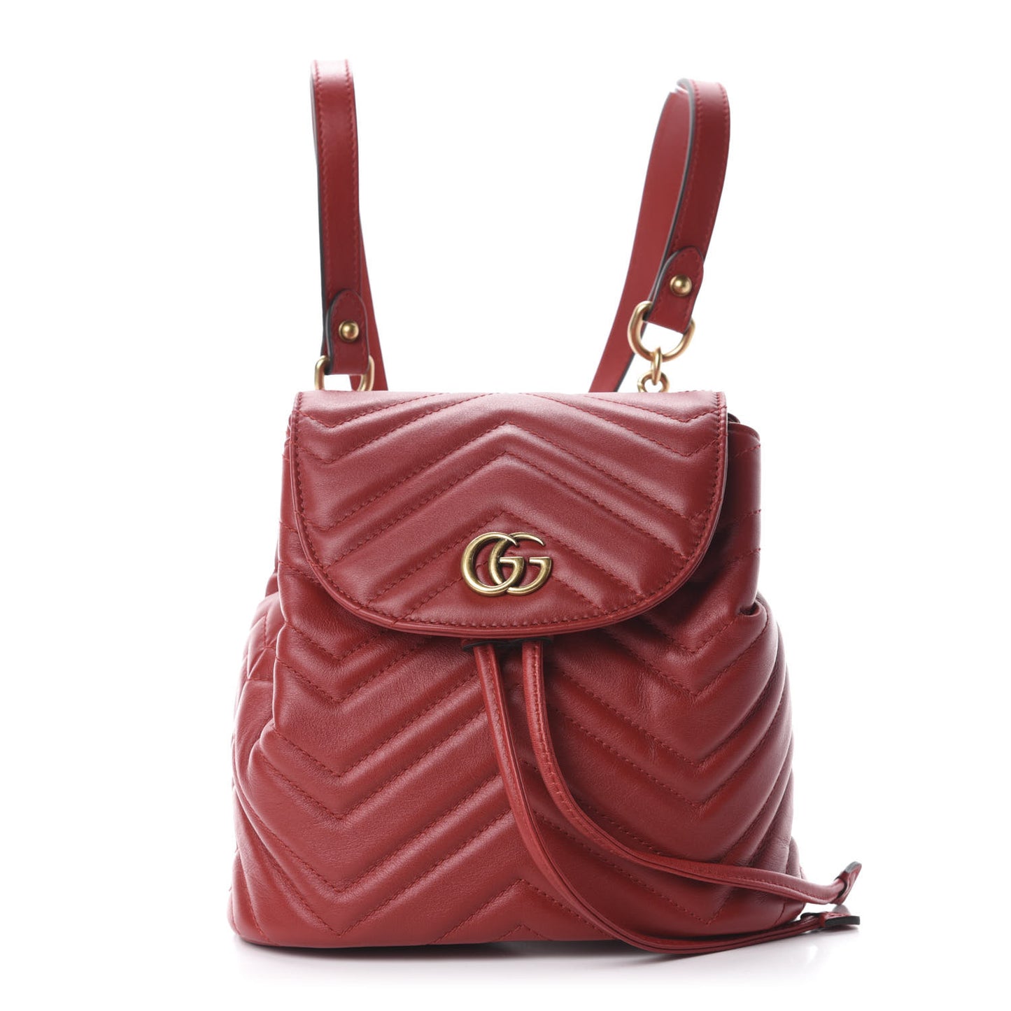 Calfskin Matelasse GG Marmont Flap Backpack Hibiscus Red