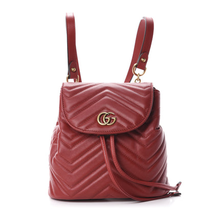 Gucci Calfskin Matelasse GG Marmont Flap Backpack Hibiscus Red 1 of 9