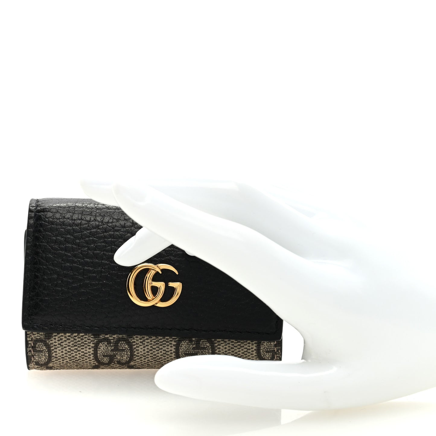Dollar Calfskin GG Supreme Monogram GG Marmont 6 Key Holder Case Black Beige Ebony