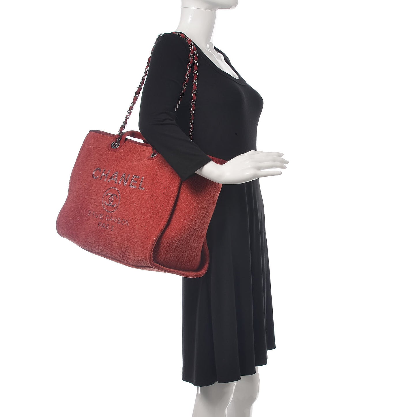 Lurex Boucle Large Deauville Tote Red