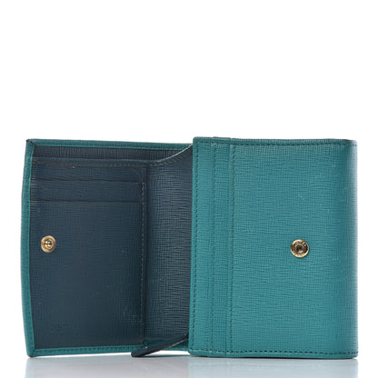 Fendi Vitello Elite Bi-Color Compact Wallet Lago Oceano 5 of 6