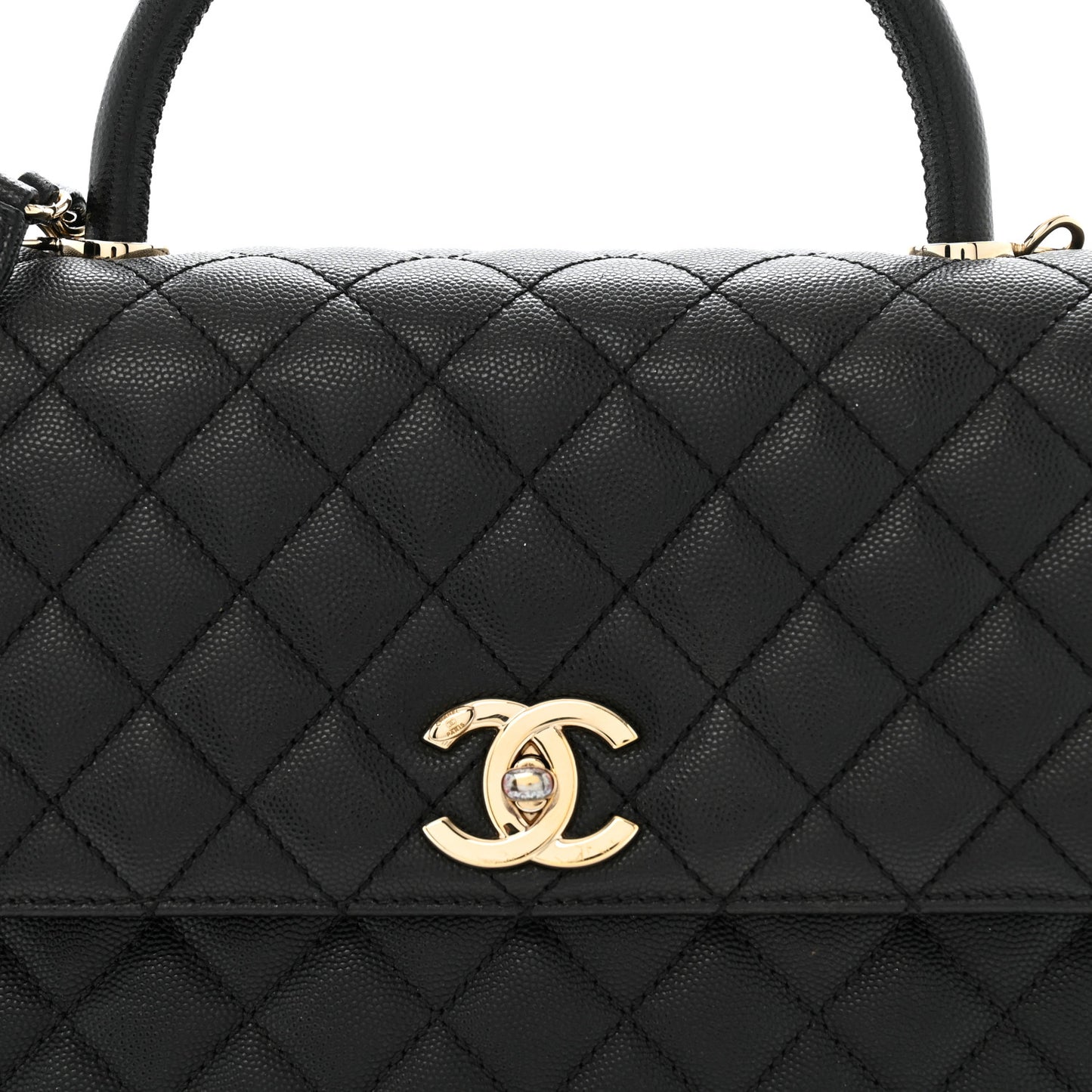 Caviar Quilted Medium Coco Handle Flap Black