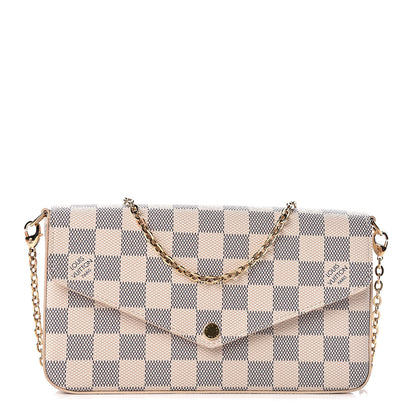 Louis Vuitton Damier Azur Pochette Felicie Chain Wallet Rose Ballerine 1 of 12