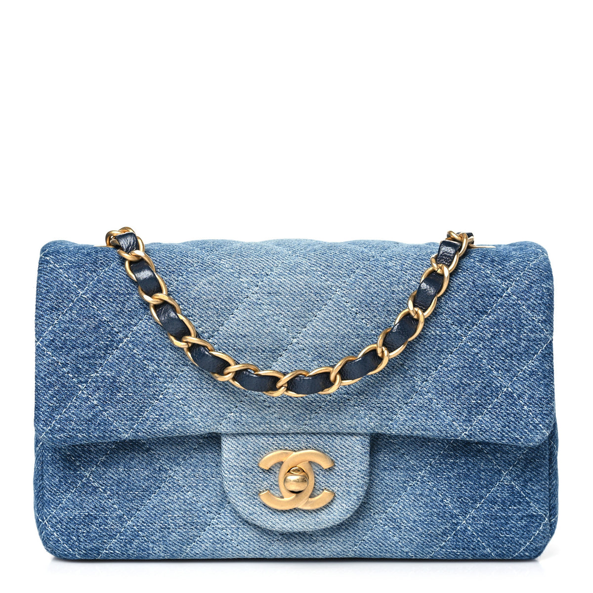 CHANEL Washed Denim Quilted Mini Rectangular Flap Blue - Great Gifts Club
