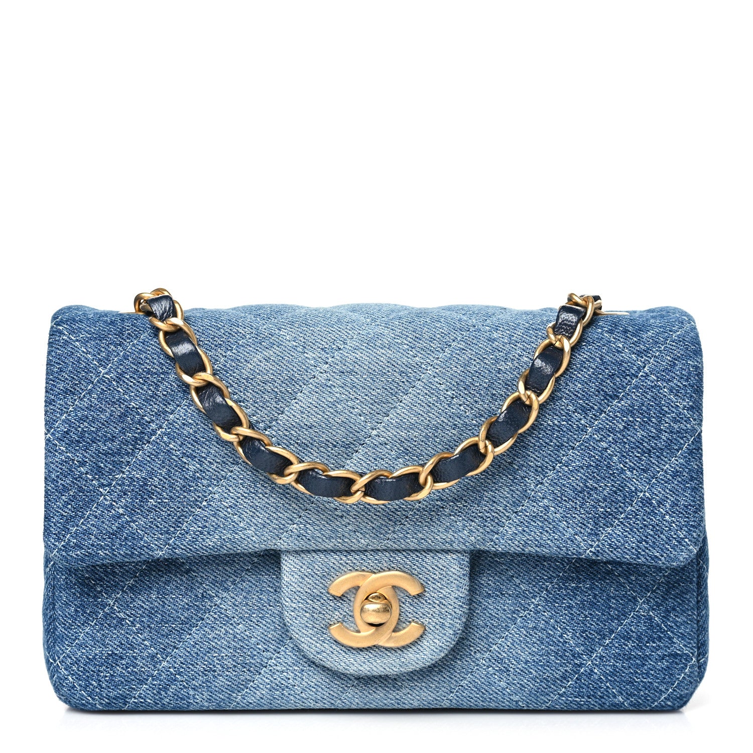 Chanel Washed Denim Quilted Mini Rectangular Flap Blue 1 of 11